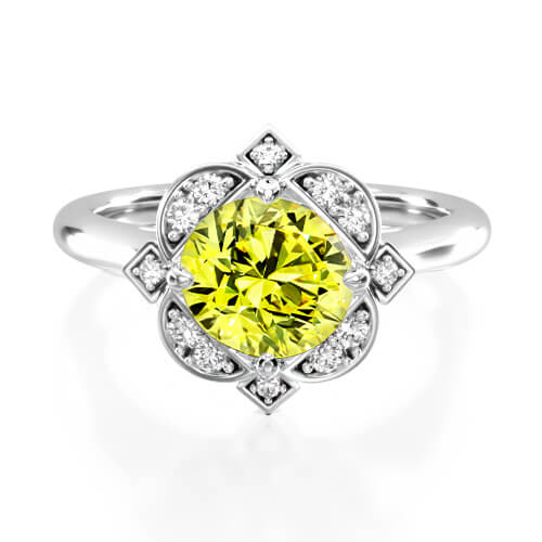 Art Deco Inspired Floral Halo Engagement Ring