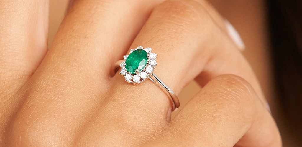 Green Emerald Engagement Ring