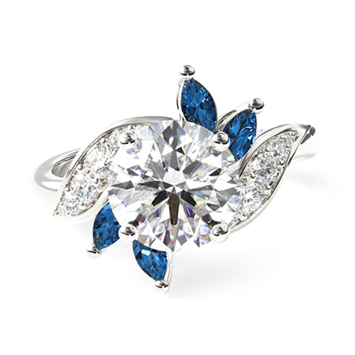 14K White Gold Bird Of Paradise Engagement Ring