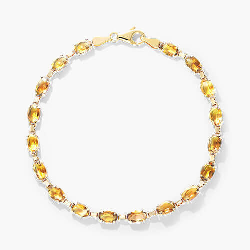 14K Yellow Gold Citrine Line Bracelet