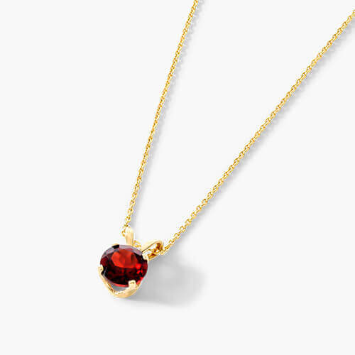 14K Yellow Gold Garnet Birthstone Necklace