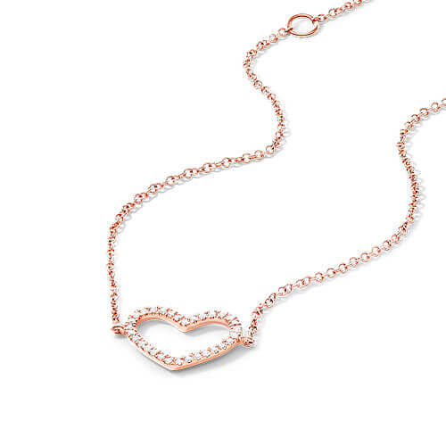 14K Rose Gold Diamond Open Heart Chain Bracelet