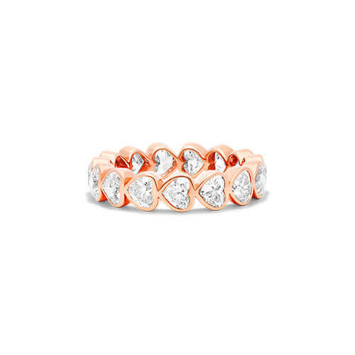 14K Rose Gold Bezel Heart Diamond Eternity Ring