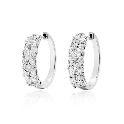 Fancy Scatter Lab Grown Diamond Wide Hoop Earrings