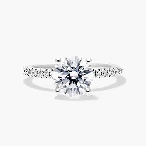 14K White Gold Petite Pavé Engagement Ring (Flush Fit)