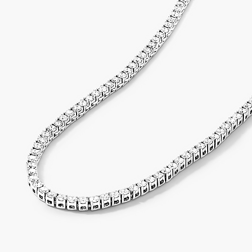 14K White Gold Straight Lab Created Diamond Tennis Necklace (5.00 CTW - F-G / VS2-SI1)