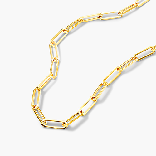 14K Yellow Gold 3.9mm Paper Clip Chain Necklace