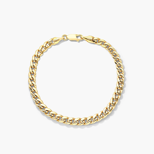 14K Yellow Gold Solid 5mm Miami Cuban Bracelet - 7.25 Inches