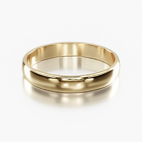 14K Yellow Gold 3mm Traditional Slightly Curved Wedding Ring