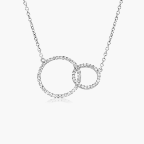 14K White Gold Intertwined Diamond Circle Necklace