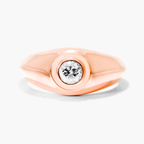 14K Rose Gold Bezel Solitaire Bold Diamond Ring