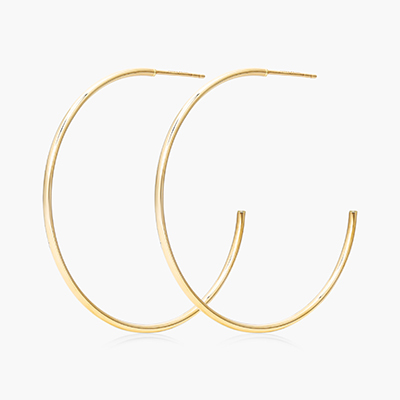 14K Yellow Gold 1.5 Inch Hoop Earrings