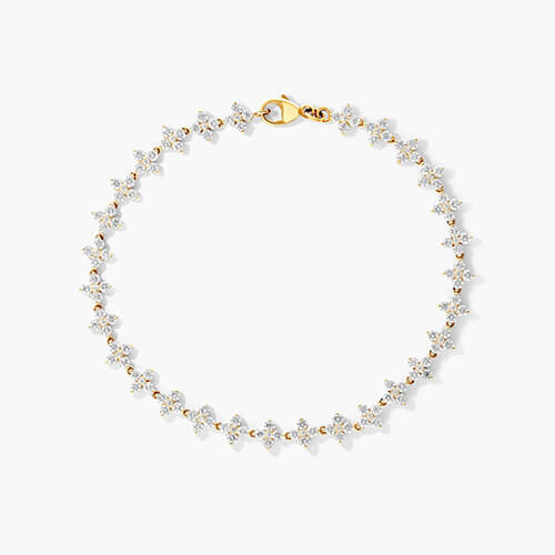 14K Yellow Gold Blossom Lab-Created Diamond Tennis Bracelet