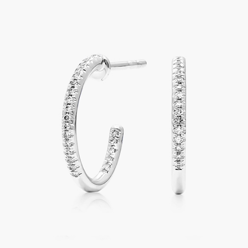 14K White Gold Inside Out Petite Diamond Hoops