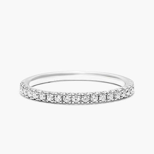 14K White Gold Cushion Outline Matching Wedding Band