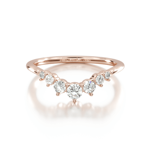 14K Rose Gold Graduated Round Diamond Tiara Ring