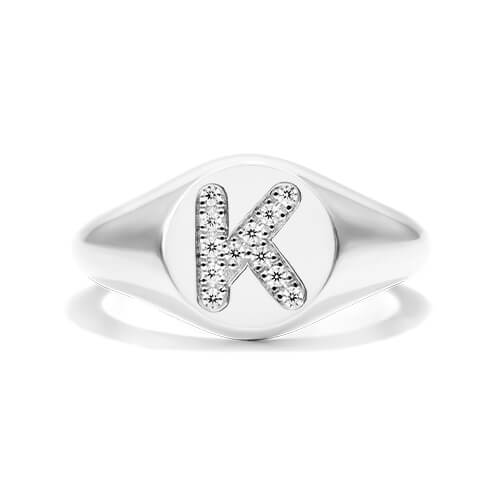 K Initial Signet Ring