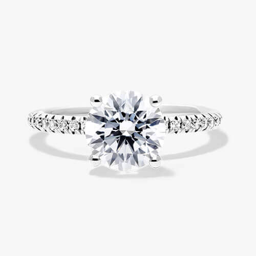 14K White Gold Petite Pavé Engagement Ring (Flush Fit)