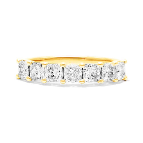 14K Yellow Gold Seven Stone Cushion Shape Lab Created Lab Created Diamond Ring