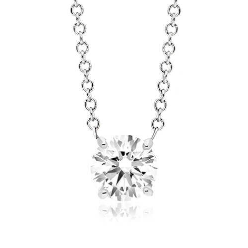 14K White Gold Four Prong Basket Solitaire Lab Grown Diamond Pendant (0.25 CTW - F-G / VS2-SI1)