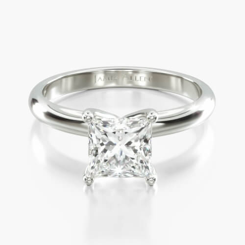 14K White Gold Contour Engagement Ring