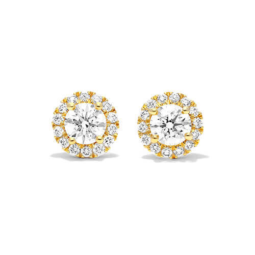 14K Yellow Gold Halo Lab Grown Diamond Stud Earrings (0.50 CTW - F-G / VS1-VS2)