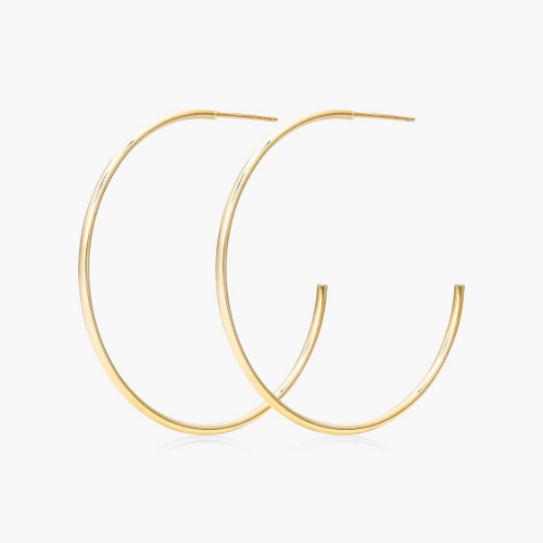 14K Yellow Gold 1.5 Inch Hoop Earrings