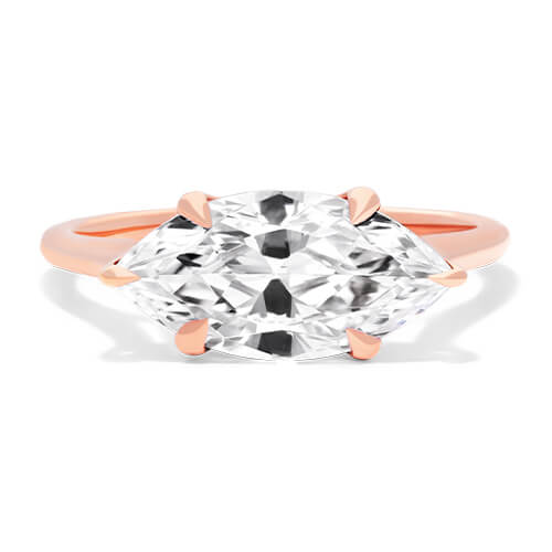 Rose Gold East West Knife Edge Cathedral Solitaire Engagement Ring