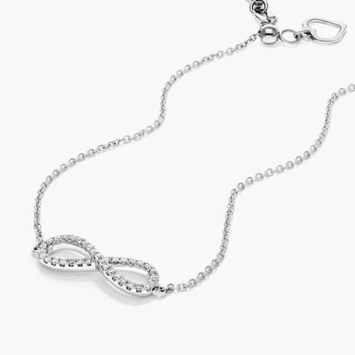 14K White Gold Infinity Diamond Bracelet