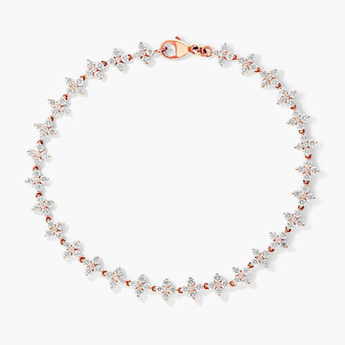 14K Rose Gold Blossom Lab Created Diamond Tennis Bracelet