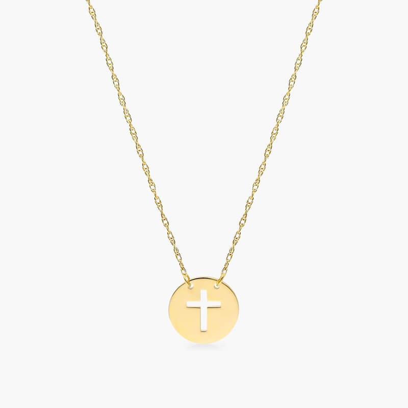 Mini Cutout Cross Disk Necklace