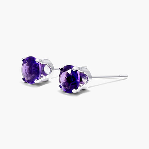 14K White Gold Amethyst Birthstone Earrings