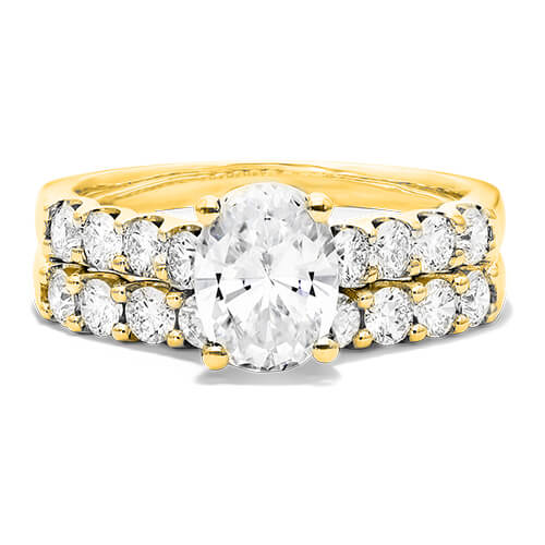 Eight Stone Shared Prong Contour Engagement Ring Set