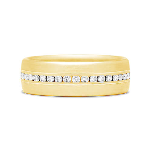 Yellow Gold Satin Finish Channel Set Diamond Ring