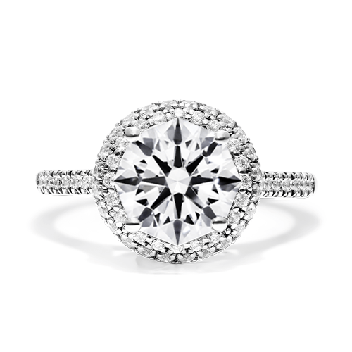 14K White Gold Falling Edge Pavé Diamond Engagement Ring