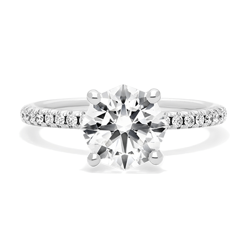 14K White Gold Petite Pavé Engagement Ring (Flush Fit)