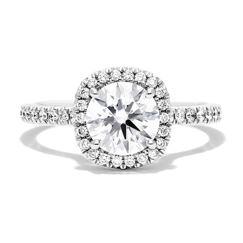 Platinum Cushion Outline Pavé Engagement Ring