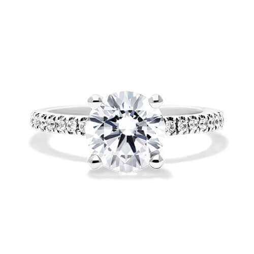 Platinum Petite Pavé Crown Diamond Engagement Ring