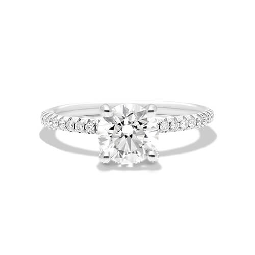 14K White Gold Petite Pavé Engagement Ring (Flush Fit)