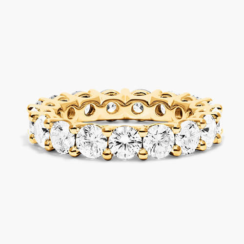 14k Yellow Gold Low Dome Basket Diamond Eternity Ring