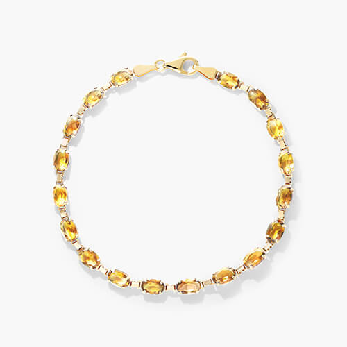 14k Yellow Gold Citrine Line Bracelet