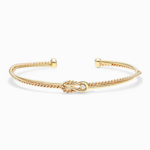 14k Yellow Gold Yellow Infinity Rope Cuff Bangle