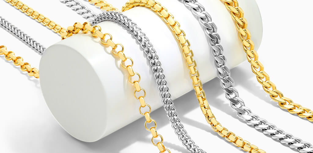 A Variety Of Mens Cuban Link Chains