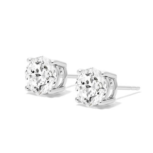 Four Prong Round Brilliant Lab Created Diamond Stud Earrings