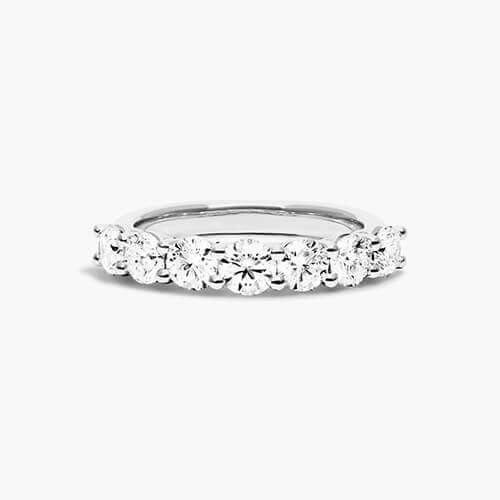 14K White Gold Seven Stone Low Dome Basket Lab Created Diamond Ring (0.50 CTW - F-G / VS2-SI1)