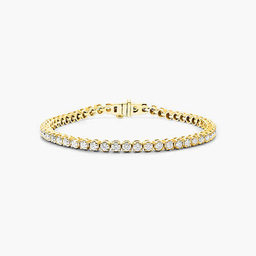 14K Yellow Gold Four Prong Diamond Tennis Bracelet (2 CTW - H-I / SI1-SI2)