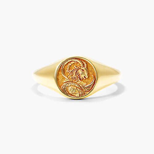 14K Yellow Gold Capricorn Zodiac Signet Ring