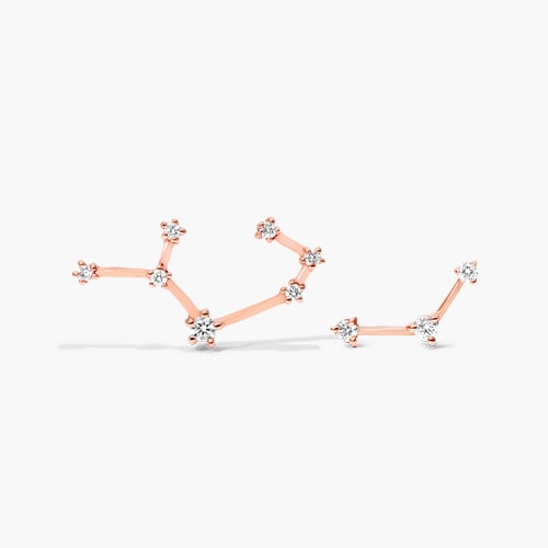 Rose Gold Lab Created Diamond Sagittarius Constellation Stud Earrings