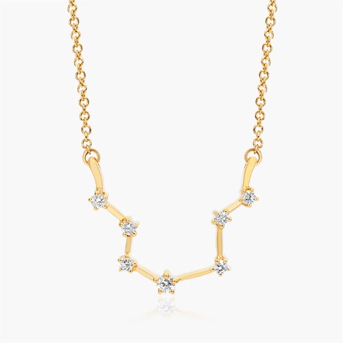 Yellow Gold Lab Created Diamond Aquarius Constellation Necklace