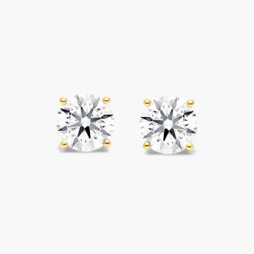 14K Yellow Gold Four Prong Round Brilliant Lab Created Diamond Stud Earrings (0.25 CTW - F-G / VS2-SI1)